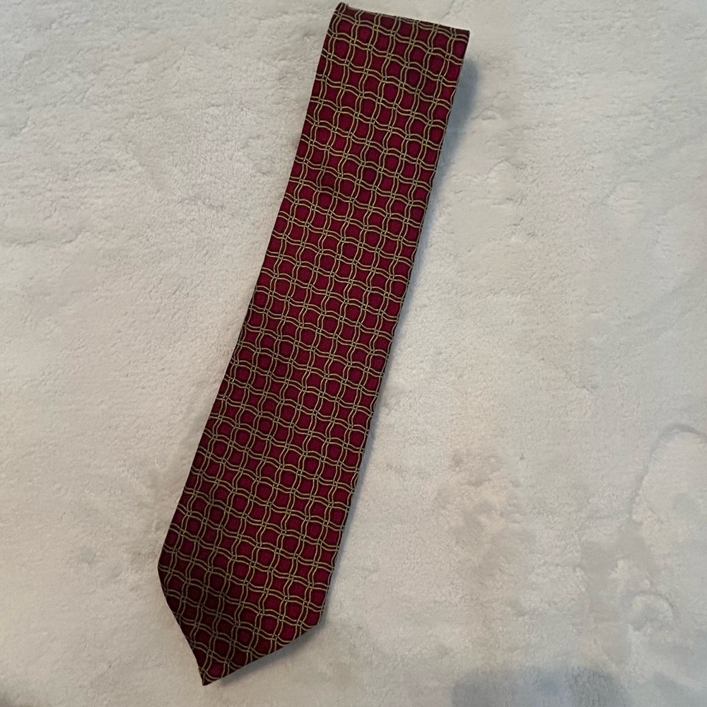 VAL by Valentino Red/Gold 100% Silk Tie